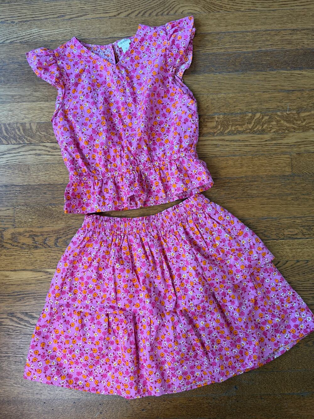 Crewcuts Factory Girls' Floral Top & Skirt Set Size 12-14